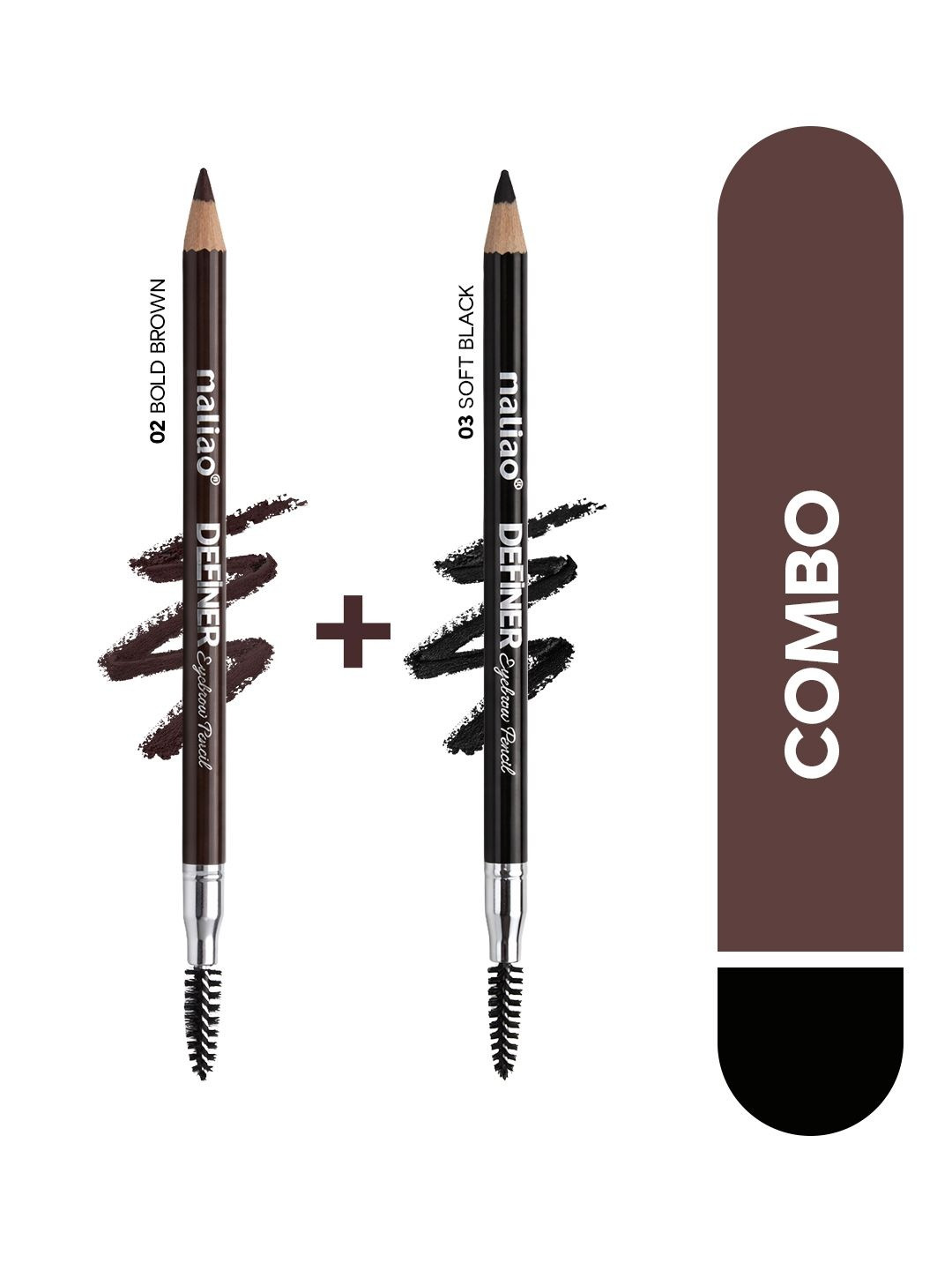 Maliao Set Of 2 Maliao Definer Eyebrow Pencil - 1.5 g Each- Bold Brown & Soft Black