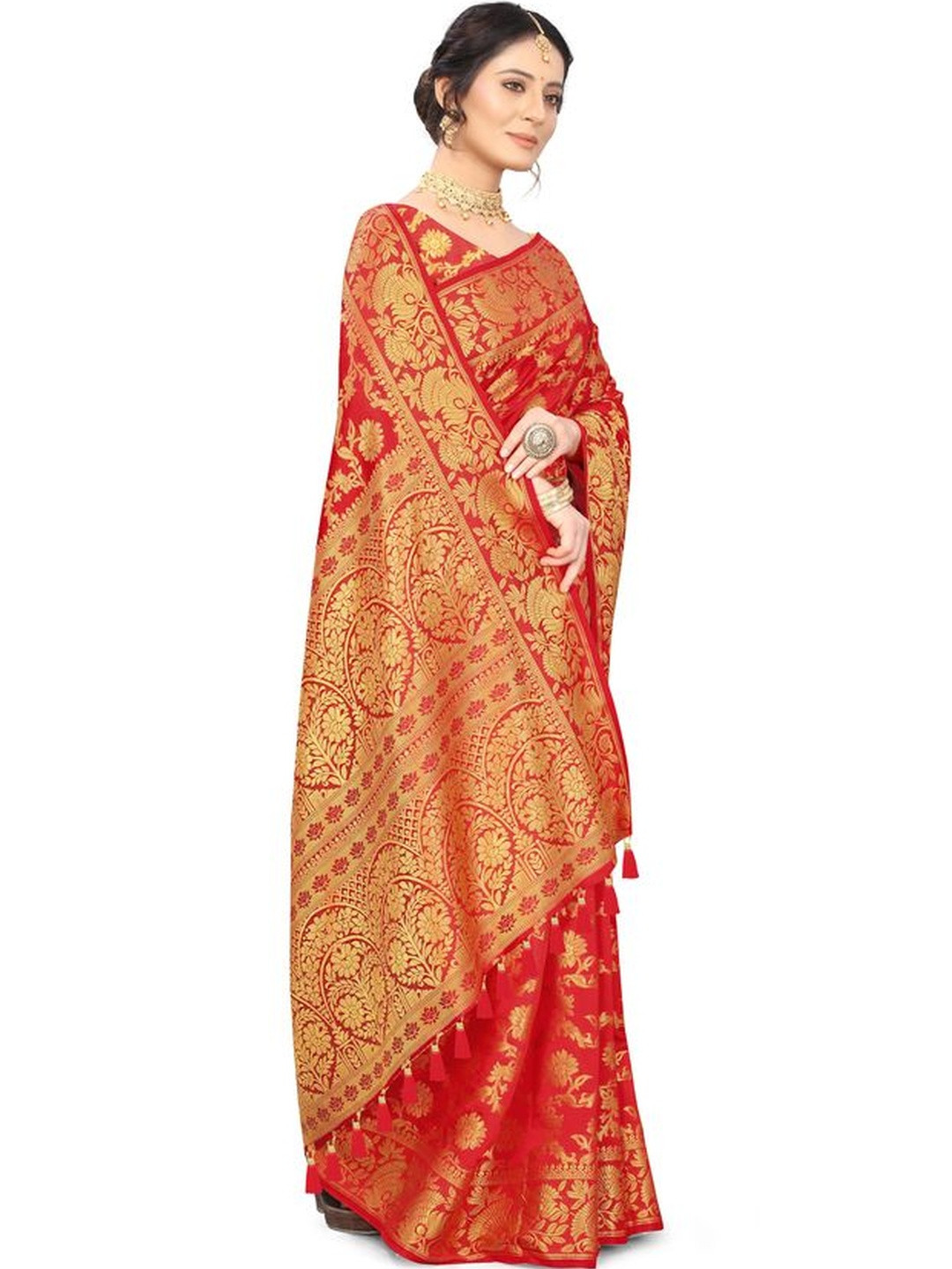 COSBILA FASHION Ethnic Motifs Zari Silk Cotton Saree