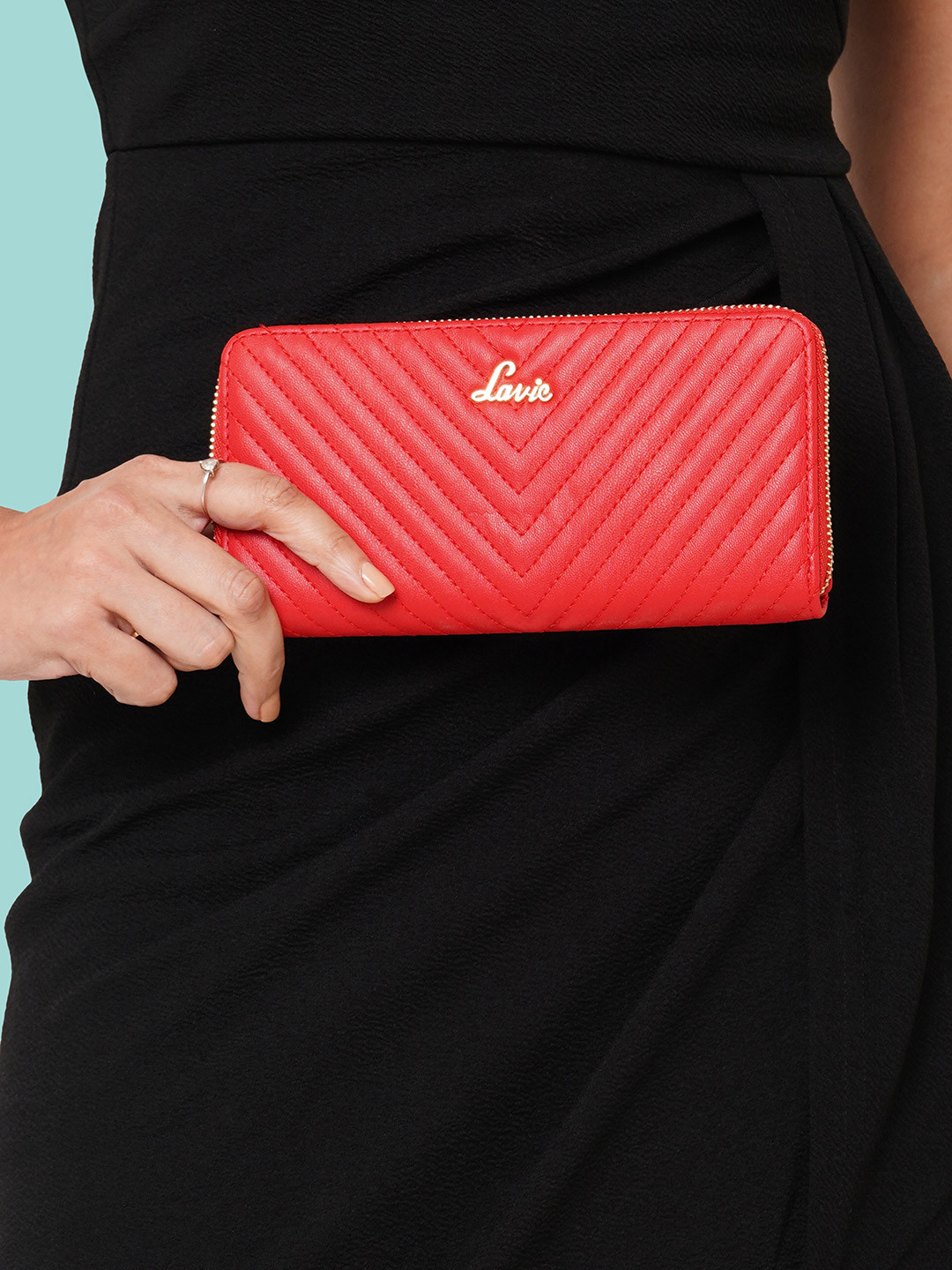 Lavie Women's Chevron Large Zip Around Wallet
