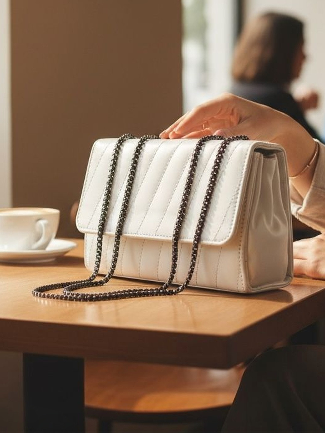 HERE&NOW Textured PU Sling Bag with Quilted