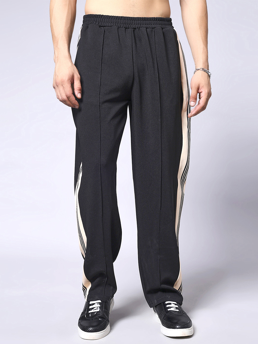 Mehrang Men Baggy Fit Side Stripes Track Pants