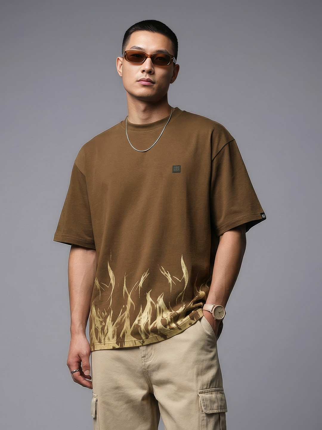 SOKO STREET Graphic Printed Drop-Shoulder Sleeves Pure Cotton Relaxed Fit T-shirt