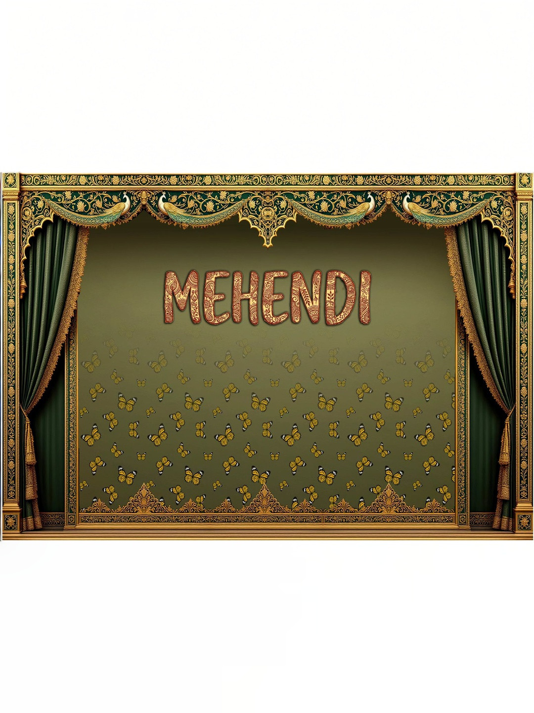 Aura Royal Green Mehendi Ceremony Backdrop 8x5 Feet