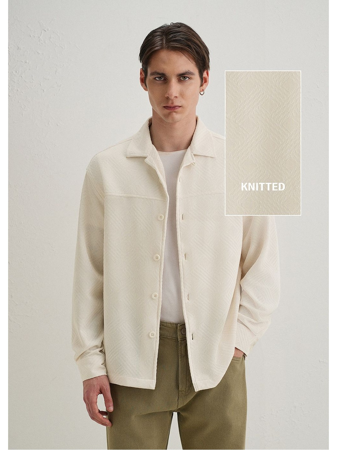 Banana Club Textured Knit Cuban Collar Shacket