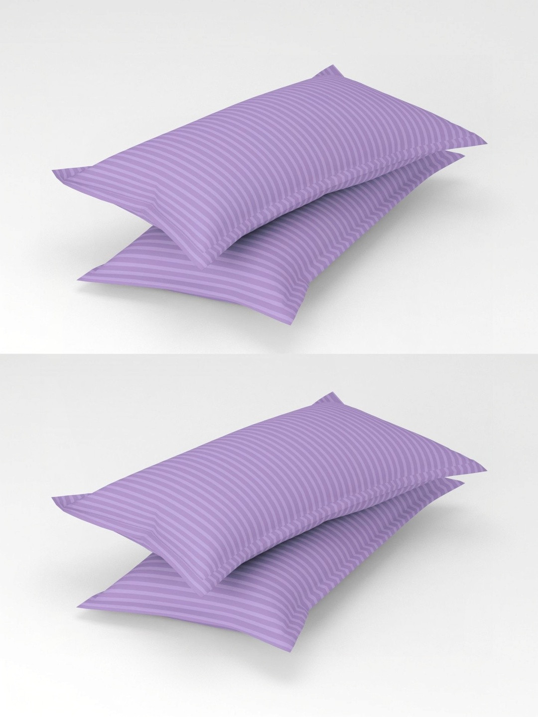 Homefab India Purple 4 Pieces Striped Cotton Linen Rectangle Pillow Covers