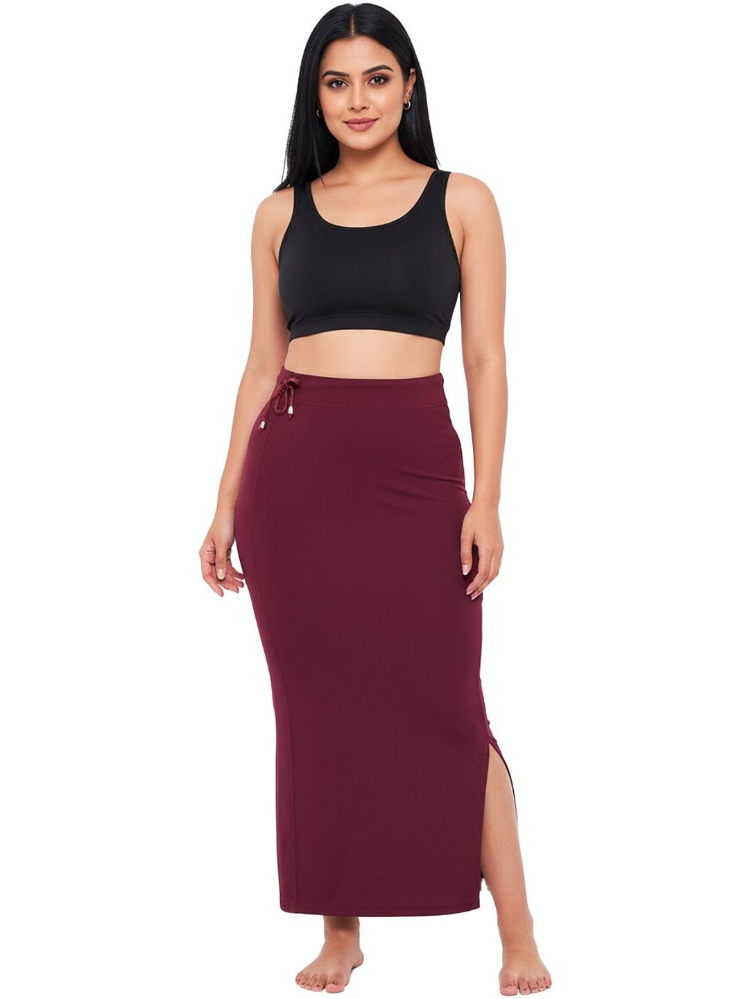 Esensuelle 7 Women Seamless Saree Shapewear Petticoat with Side Slit