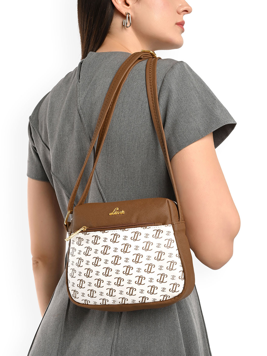 Lavie Brand Logo Printed Synthetic Leather Structured Sling Bag
