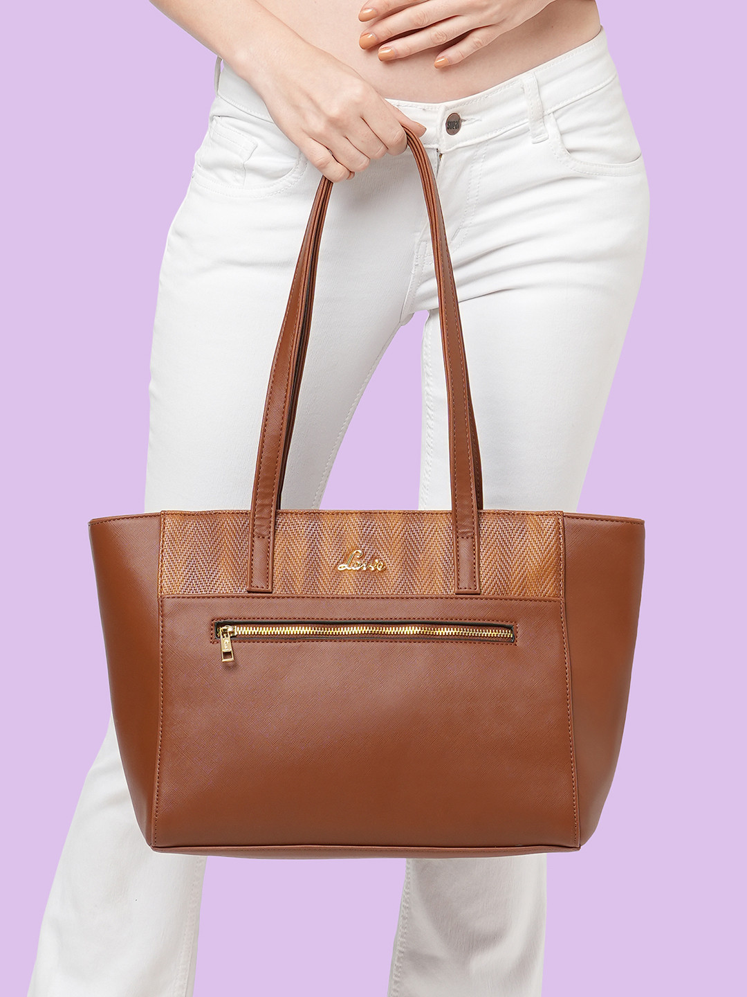 Lavie Ziptula Solid Synthetic Leather Large Shopper Tote Bag