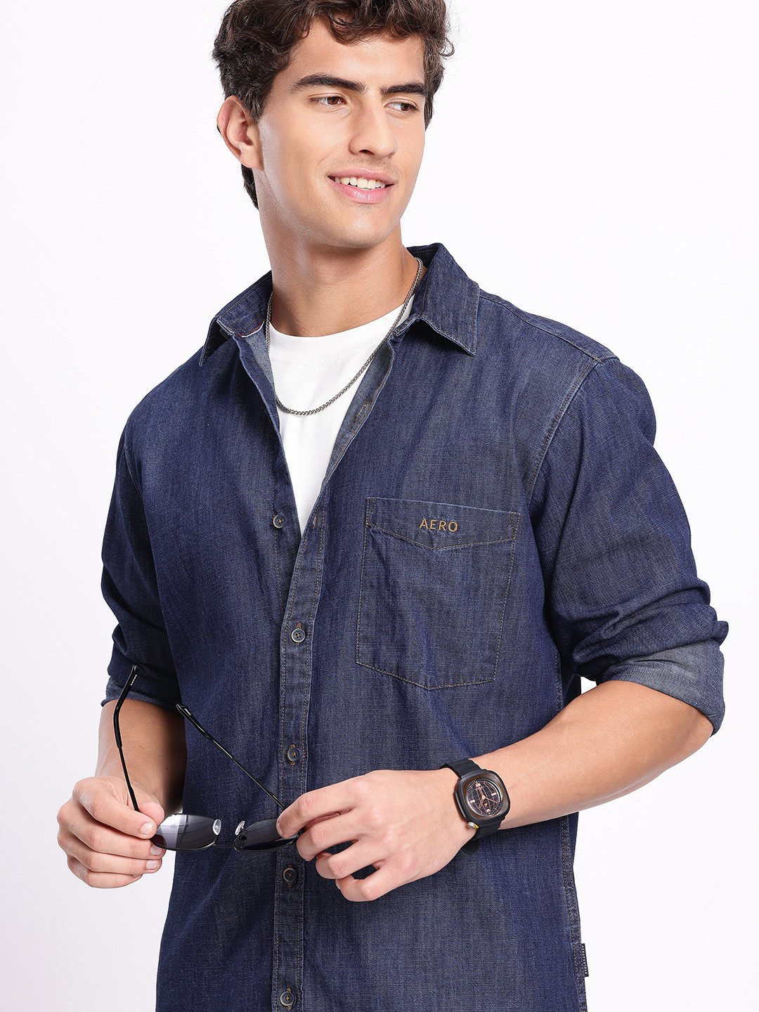 Aeropostale Pure Cotton Chambray Casual Shirt