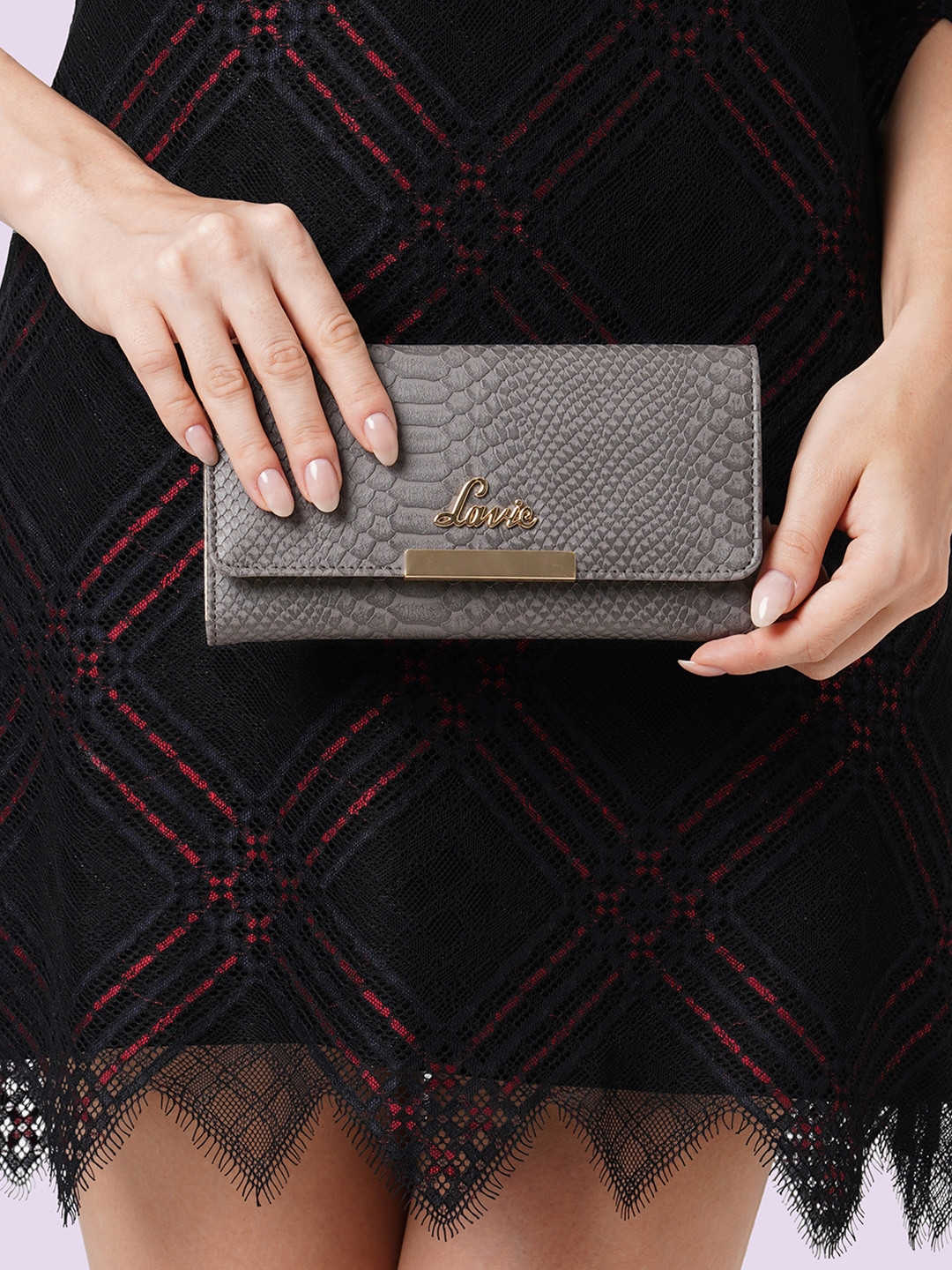 Lavie Women's Croco Trifiano Trifold Large Wallet