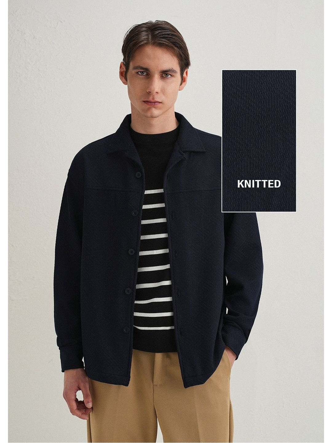 Banana Club Textured Knit Cuban Collar Shacket - Image 1