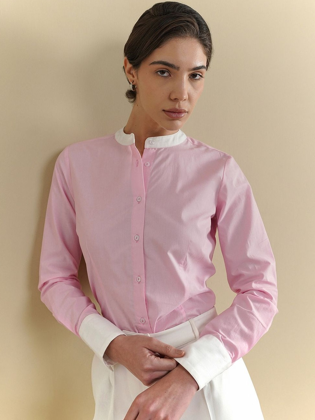 FABLE STREET Classic Slim Fit Striped Formal Shirt