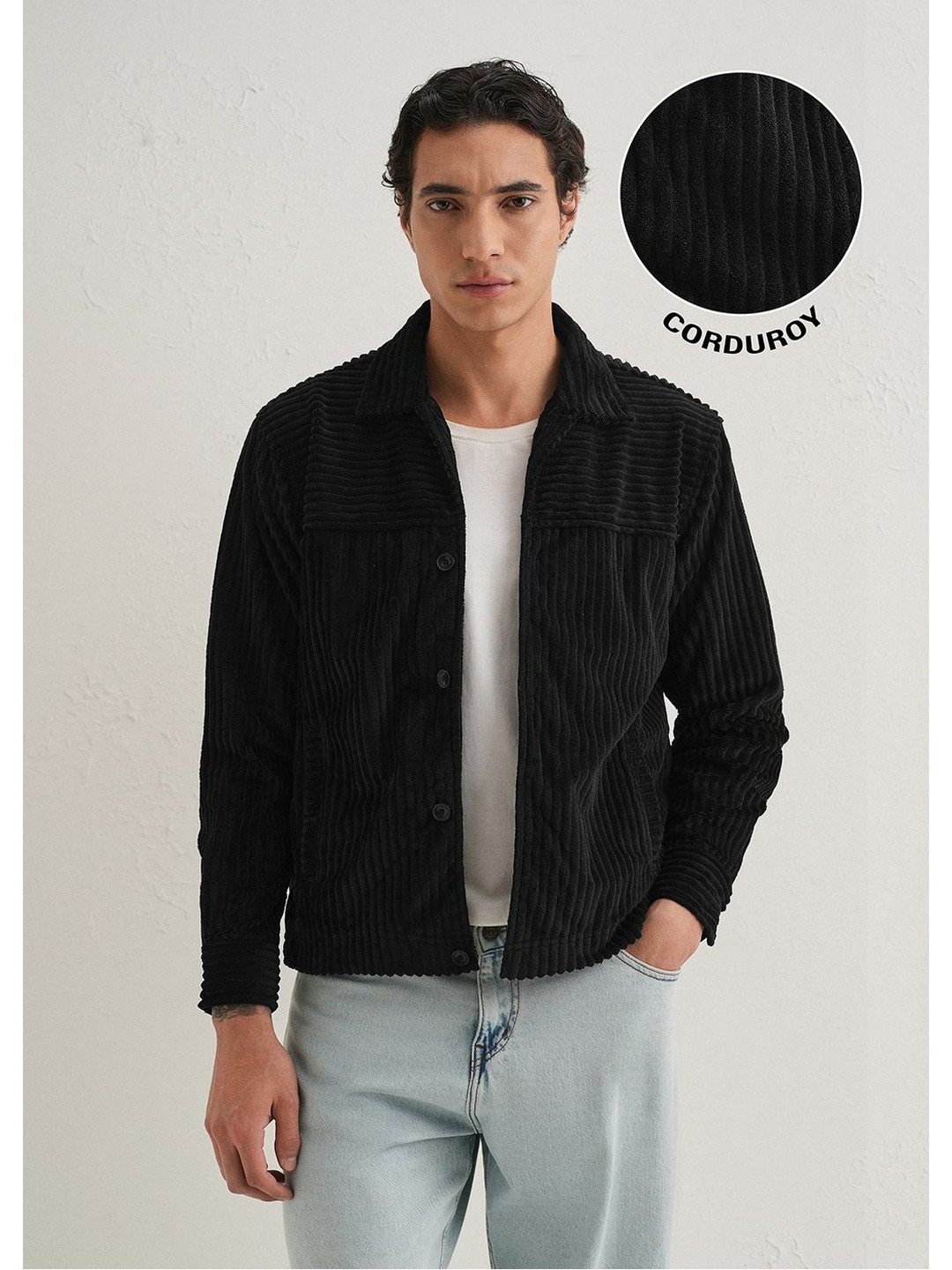 Banana Club Spread Collar Corduroy Shacket