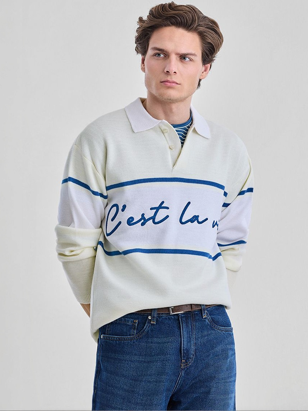 Snitch Off White Printed Sweaters