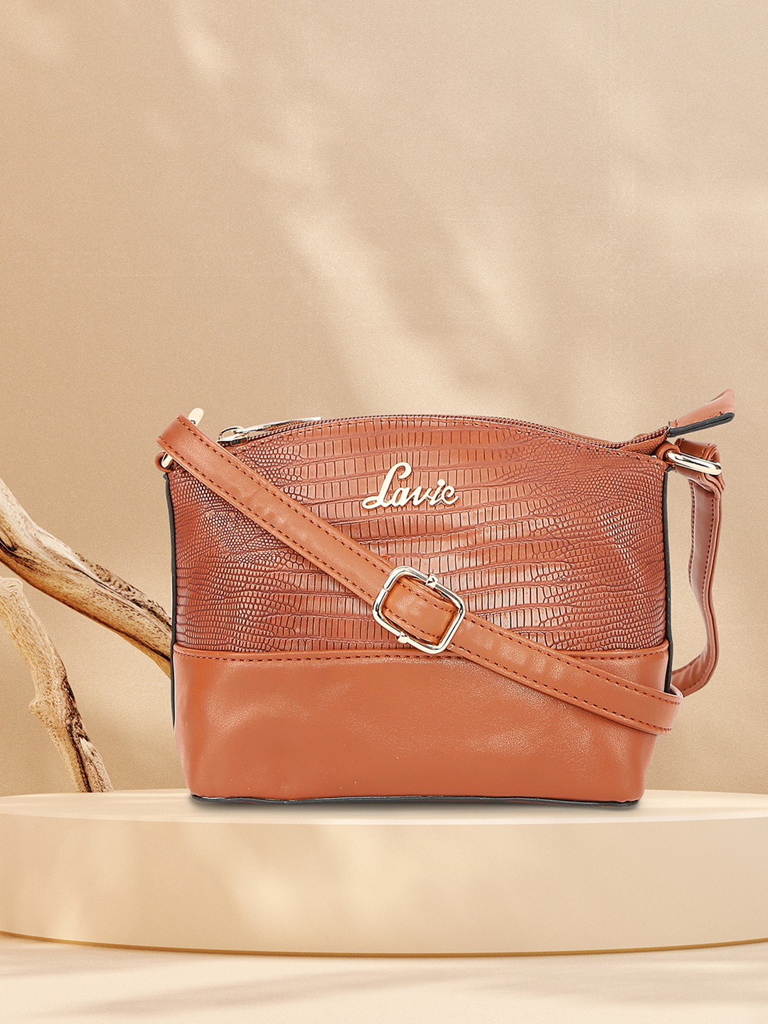 Lavie Rigel Women Tan Croc Slingbag