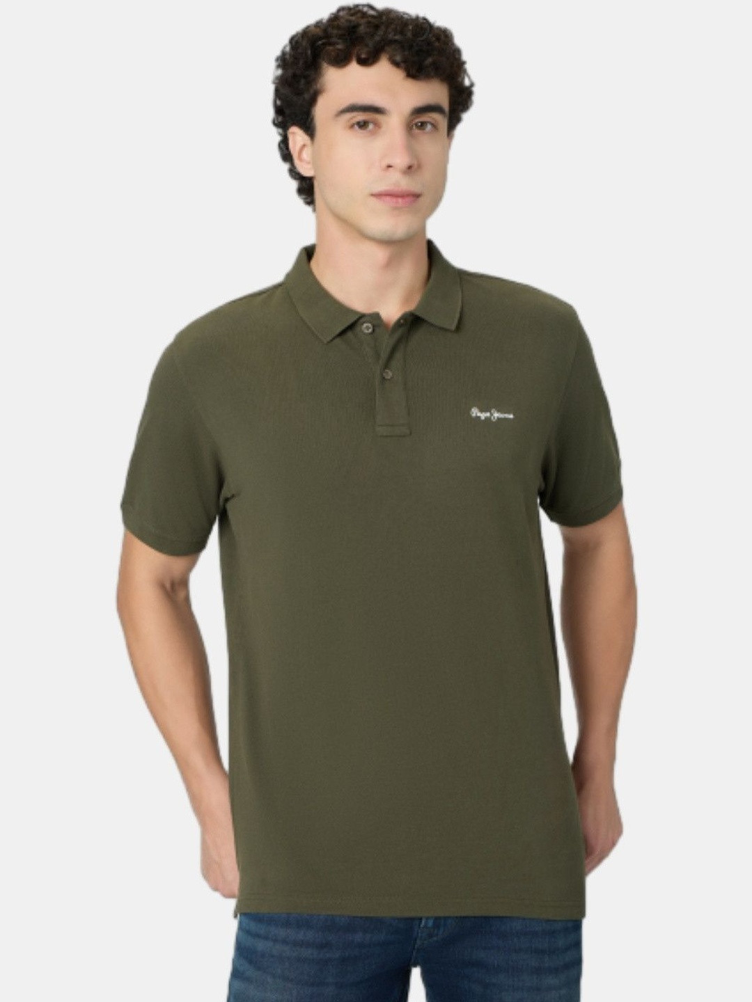 Pepe Jeans Men Brand Logo Polo Collar T-shirt