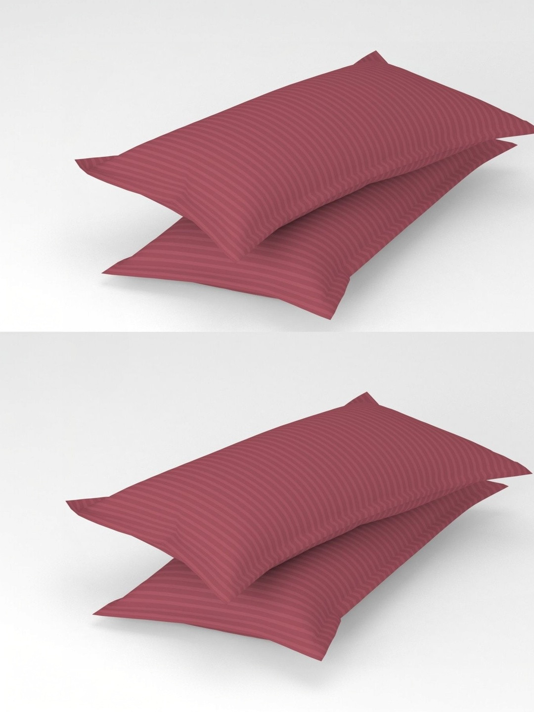 Homefab India Pink & Pink 4 Pieces Striped Cotton Linen Rectangle Pillow Covers