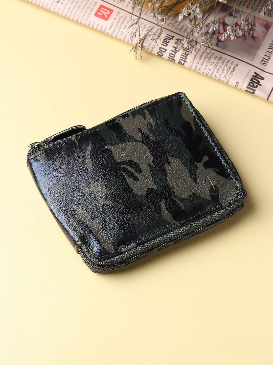 CRAFT LINE Men Camouflage Printed PU Zip Around Wallet