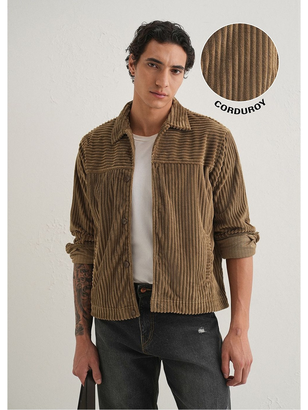 Banana Club Spread Collar Corduroy Shacket