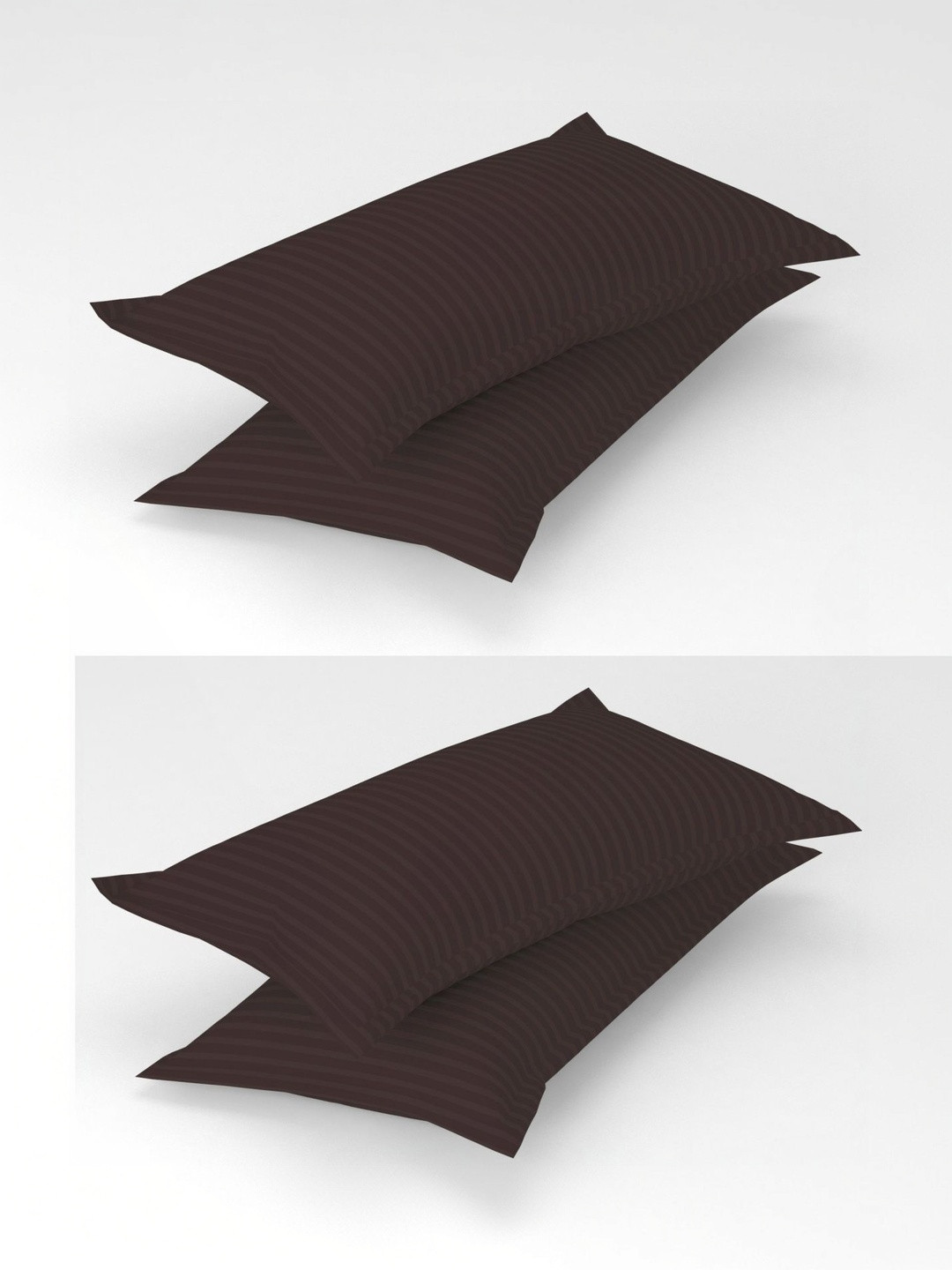 Homefab India Coffee Brown & Brown 4 Pieces Striped Cotton Linen Rectangle Pillow Covers