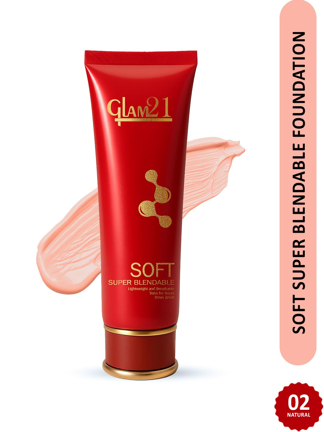 GLAM21 Soft Super Blendable All-Day Lightweight Tube Foundation 70gm-Light Medium 02