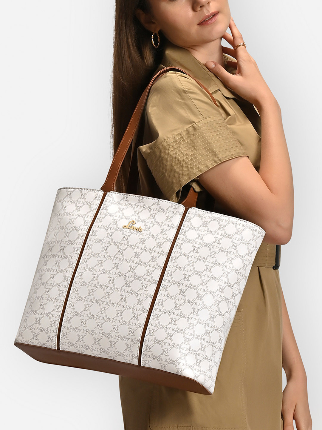 Lavie Neghan Ethnic Motifs Printed Synthetic Leather Oversized Structured Shoulder Bag