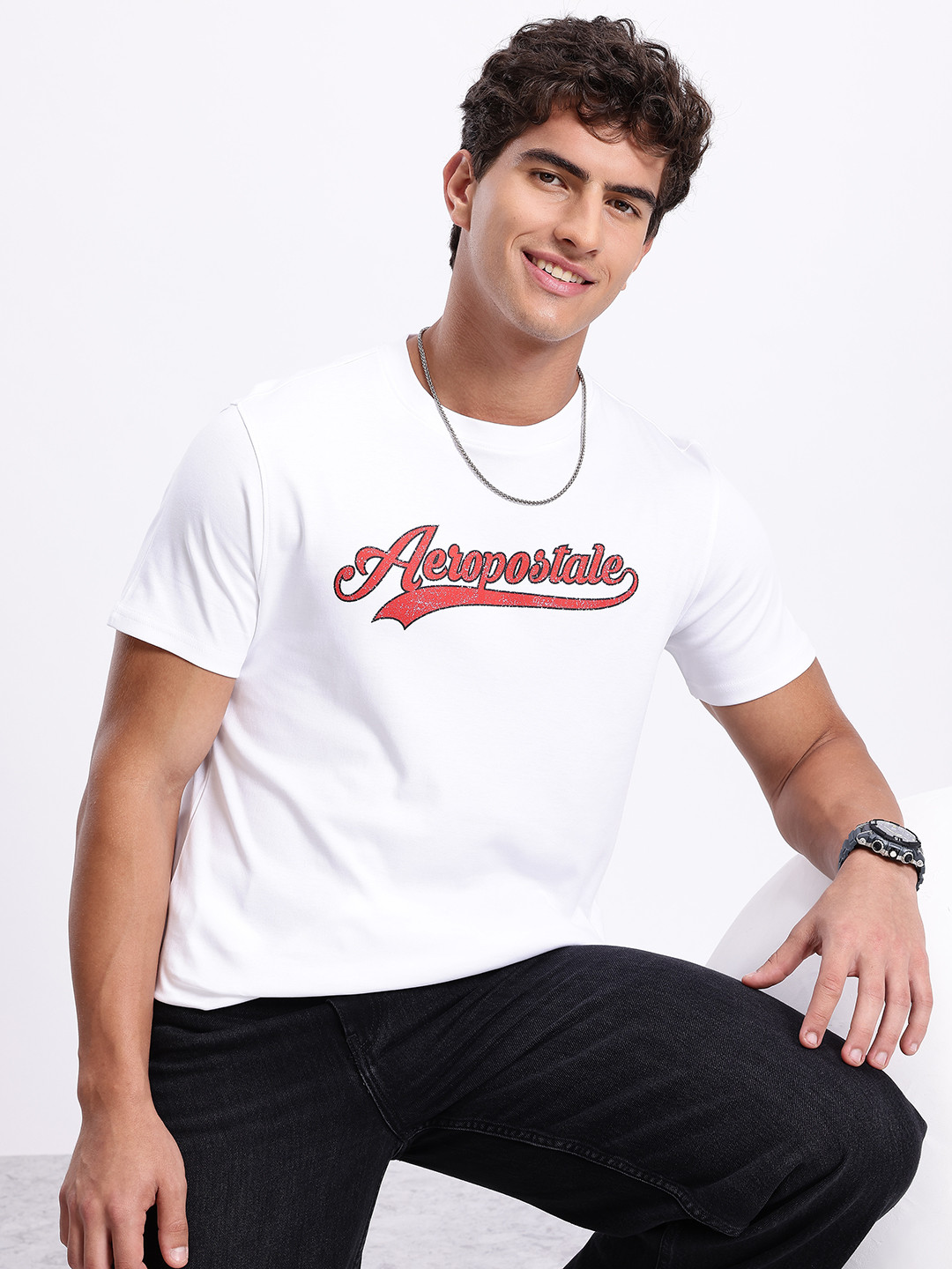 Aeropostale Brand Logo Printed Pure Cotton T-shirt