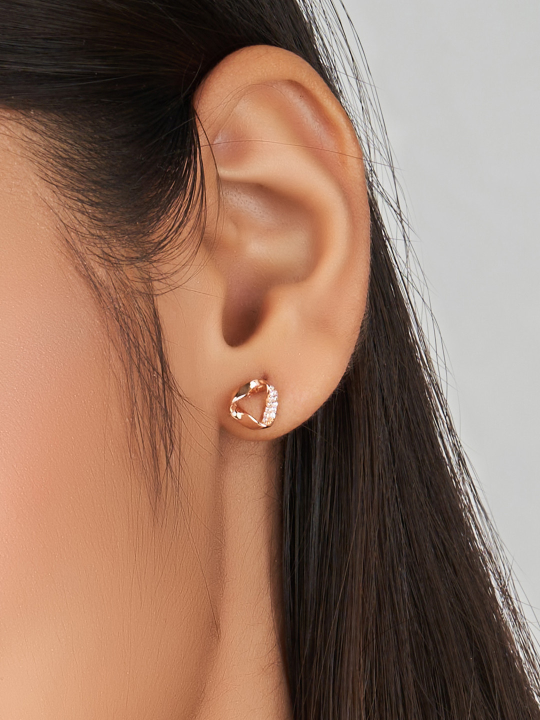 925 Sterling Silver Rose Gold-Plated Edgy Earrings