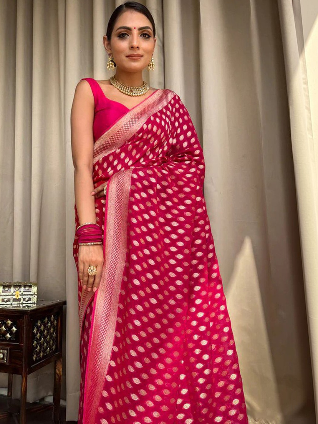 Dhaaga Ghar Woven Design Zari Silk Blend Fashion Saree