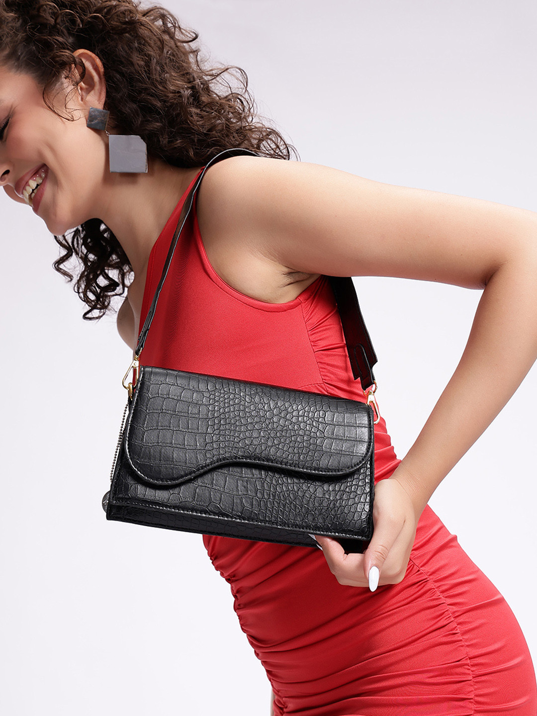Mast & Harbour Animal Textured Small Structured Shoulder Bag