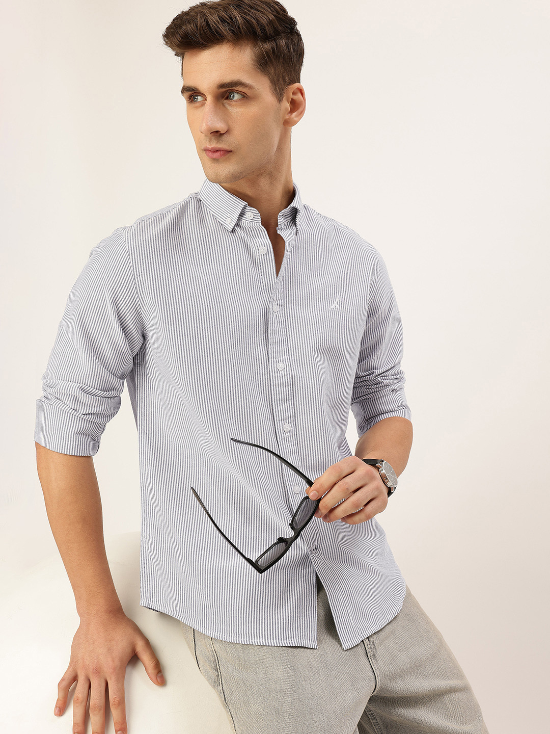 Nautica Men Slim Fit Striped Casual Shirt