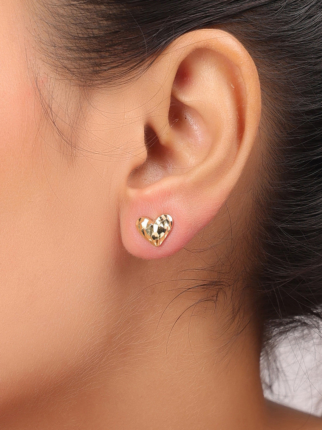 925 Sterling Silver Gold-Plated Heart Studs