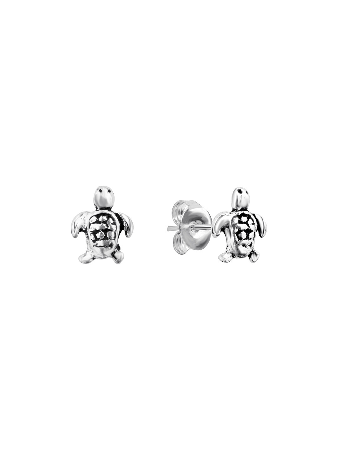 925 Sterling Silver Oxidised Turtle Studs