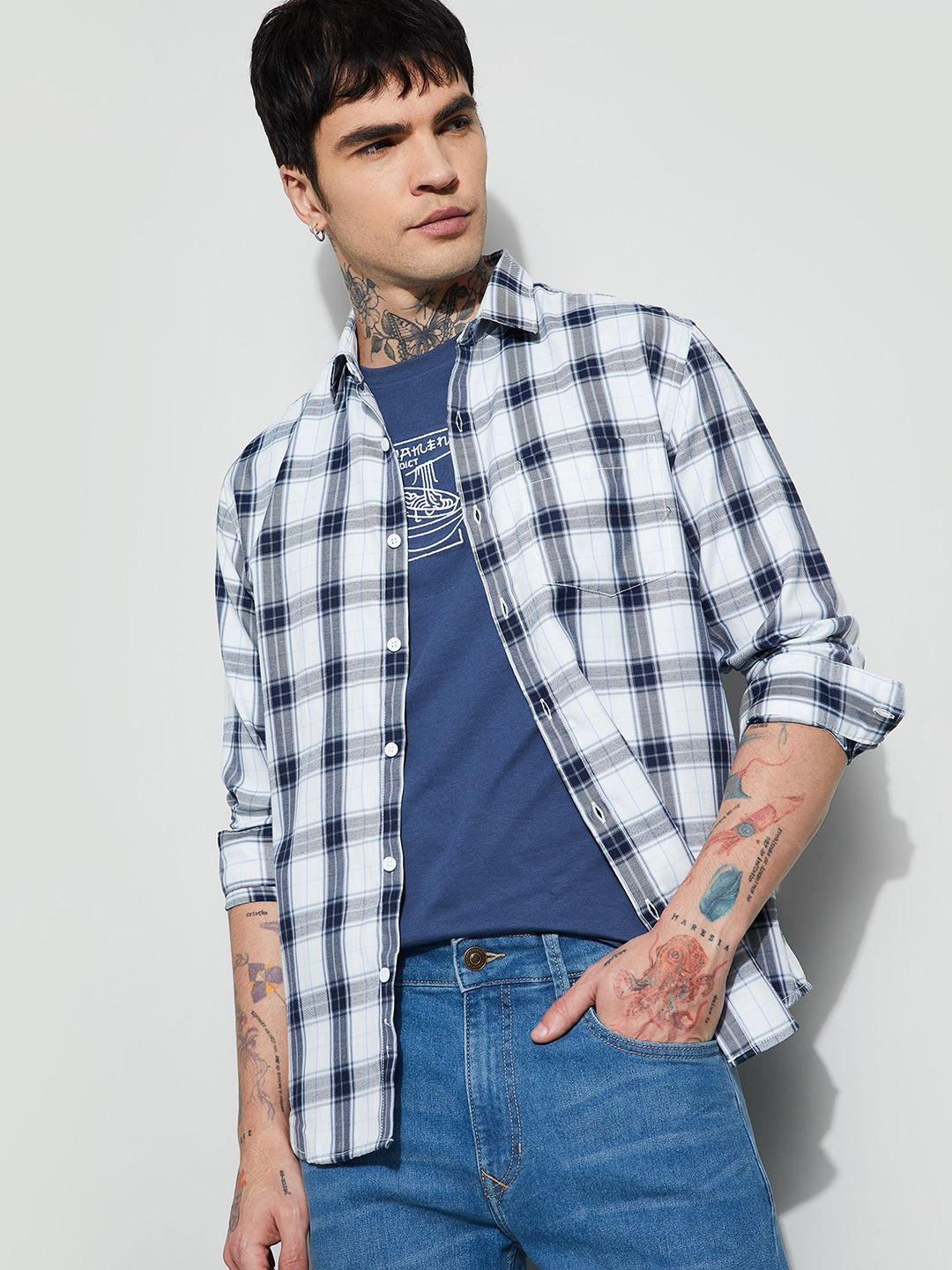 Fame Forever by Lifestyle Men Tartan Checks Checked Casual Shirt