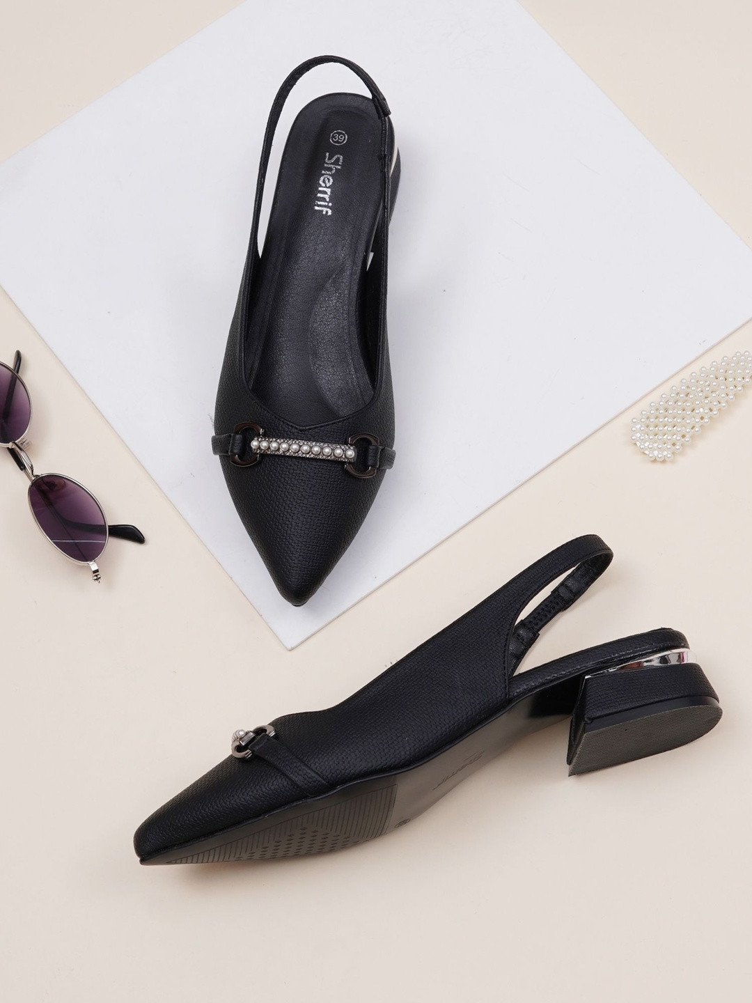 Sherrif Shoes Textured PU Block Pumps