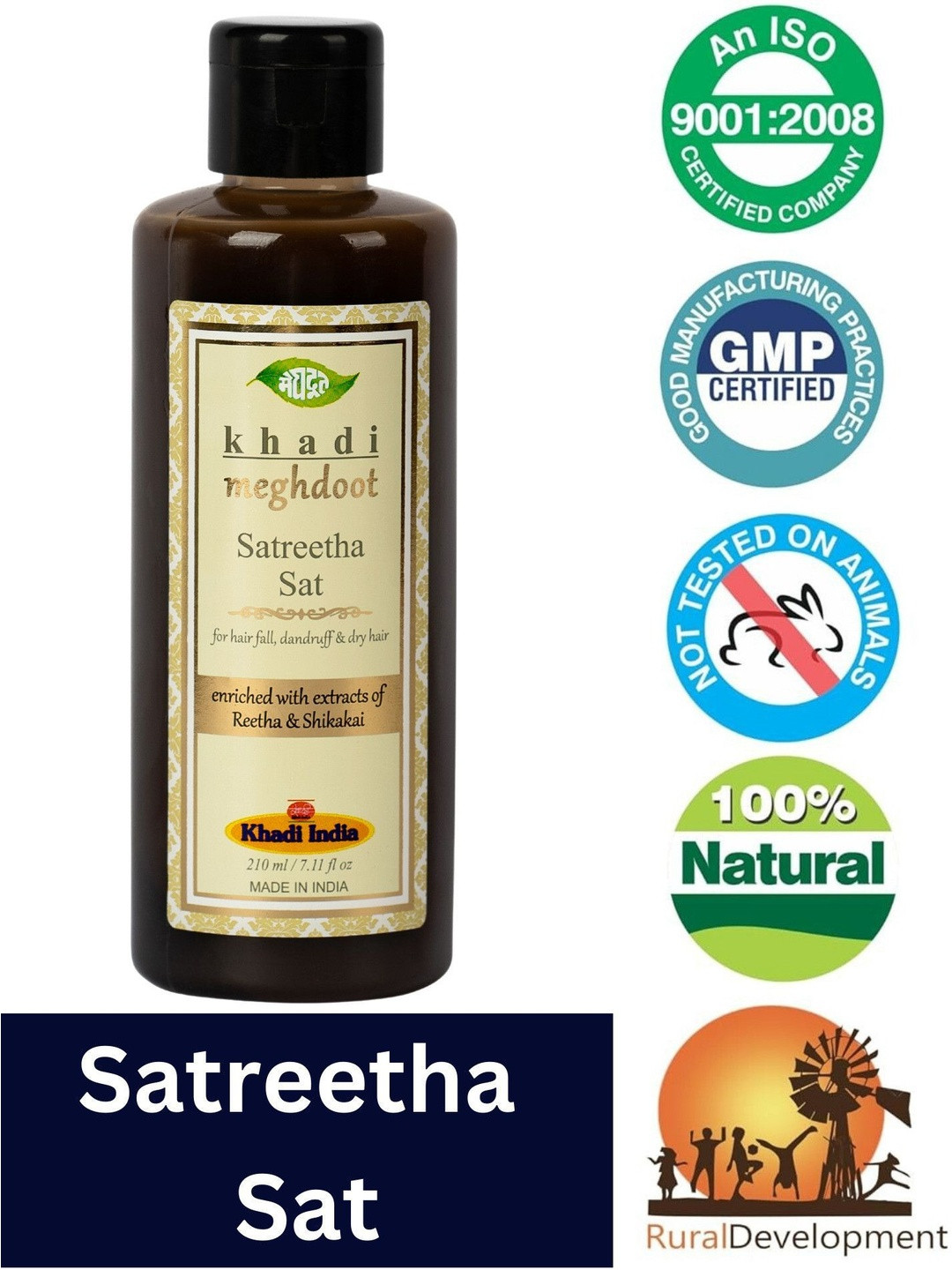 KHADI MEGHDOOT Satreetha Sat Shampoo For Hair Fall Control - 210 ml