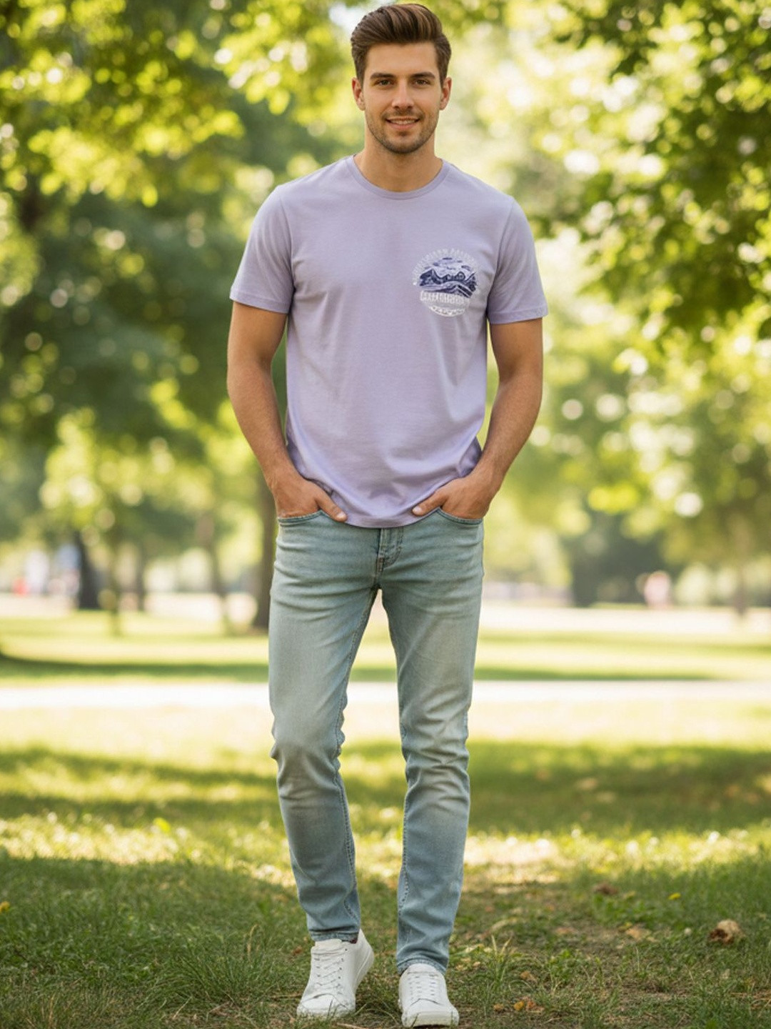 The Roadster Lifestyle Co Printed Cotton Round Neck T-shirt