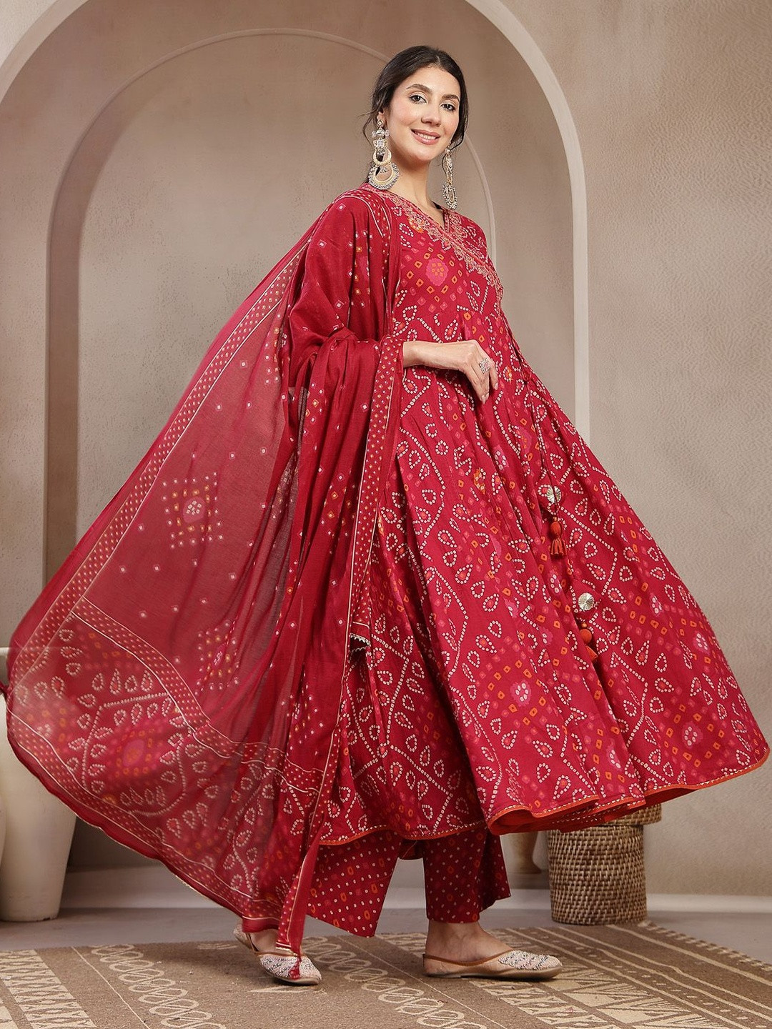 KIMAYRA Women Printed Regular Pure Cotton Kurta with Palazzos & With Dupatta