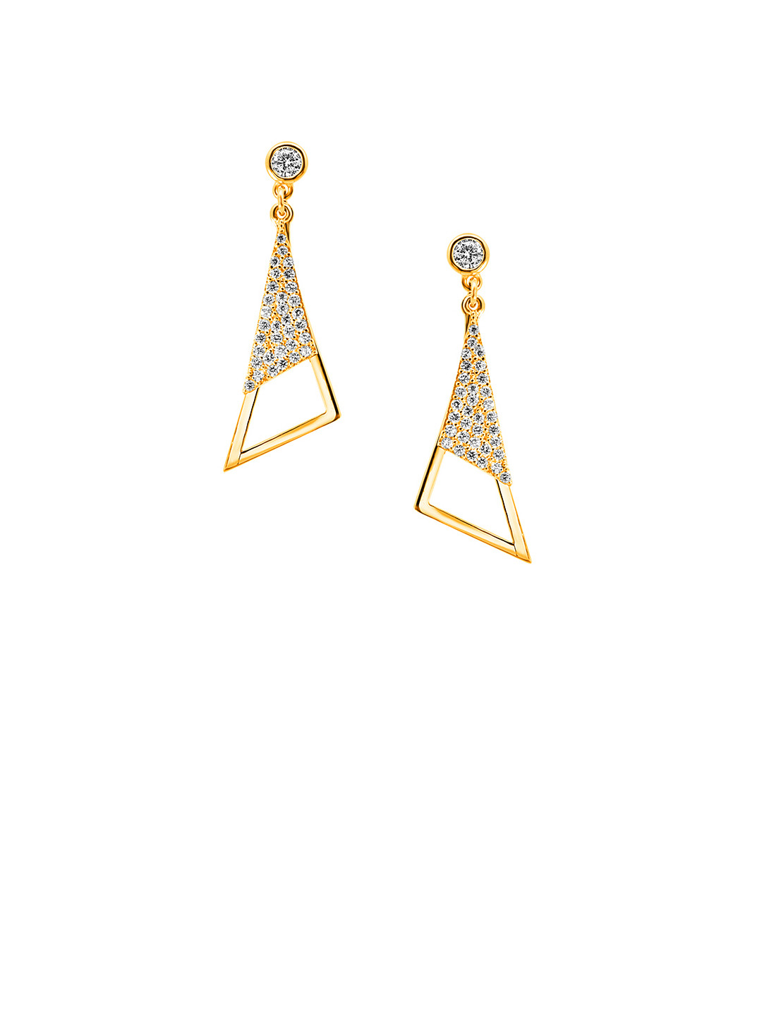 925 Sterling Silver Gold-Plated Triangular Prism Earrings