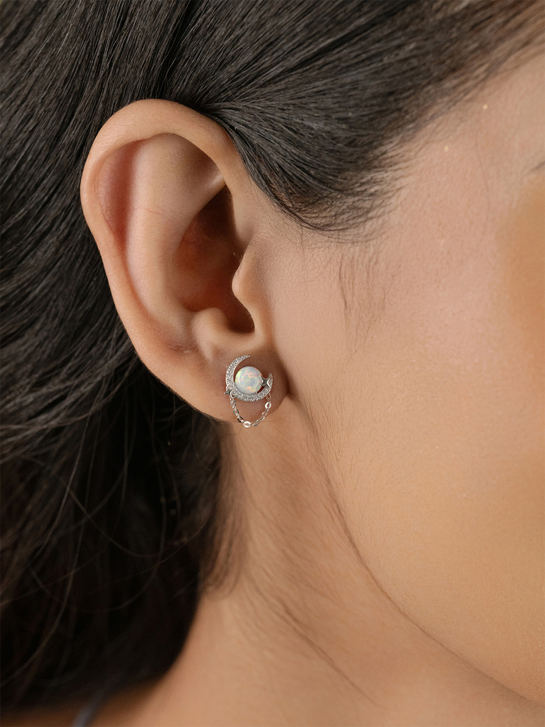925 Sterling Silver Opal Earrings