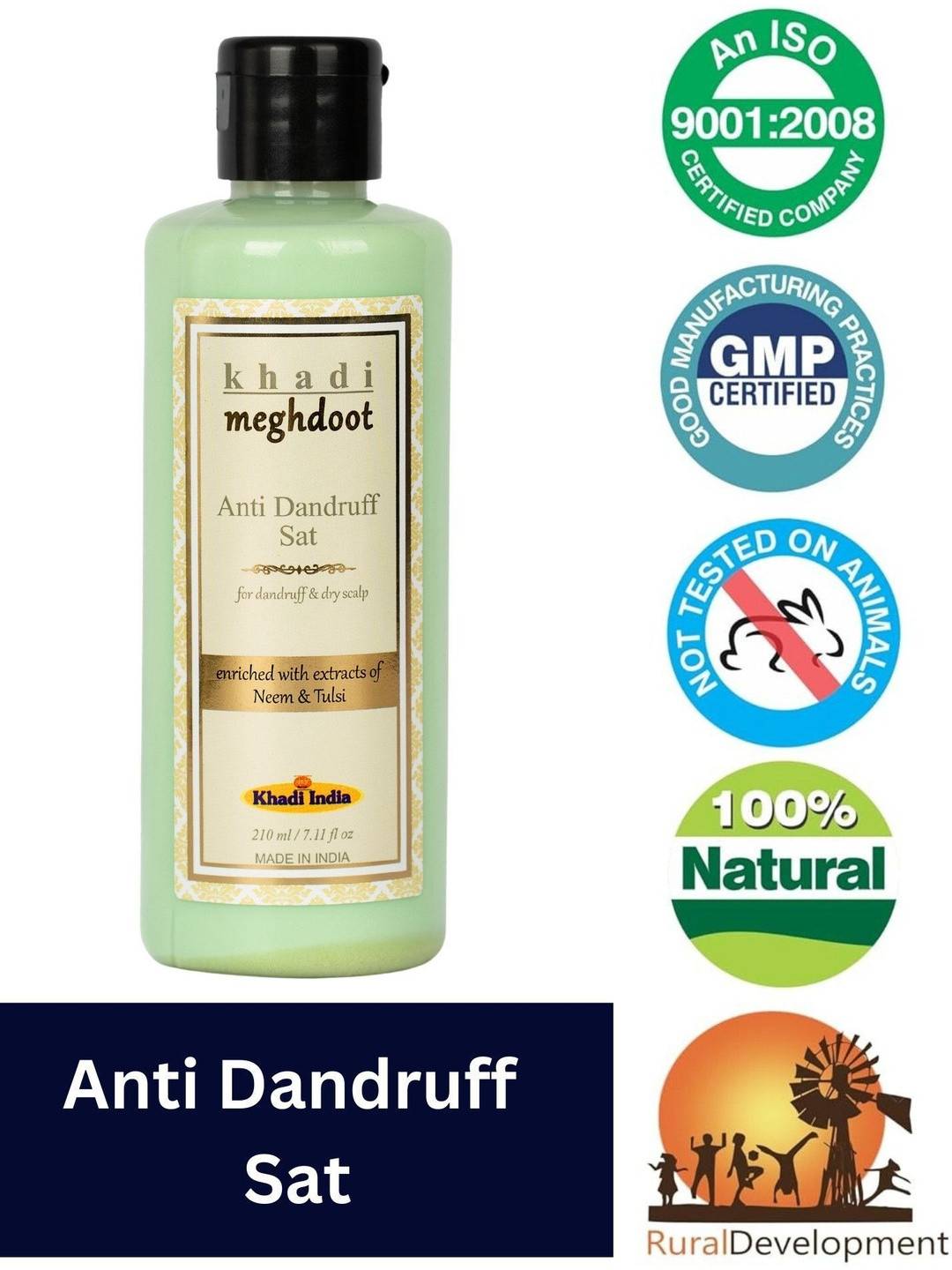 KHADI MEGHDOOT Anti Dandruff Shampoo for Itchy Scalp - 210 ml
