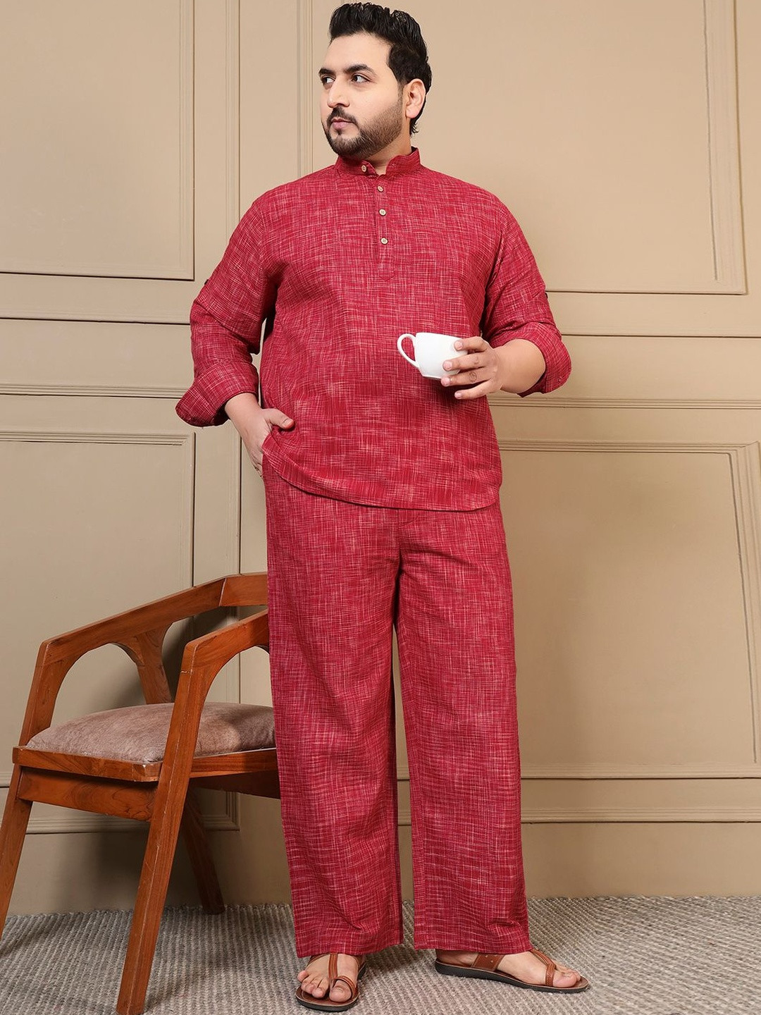 Amanush Cotton Woven Design Shirt with Trousers