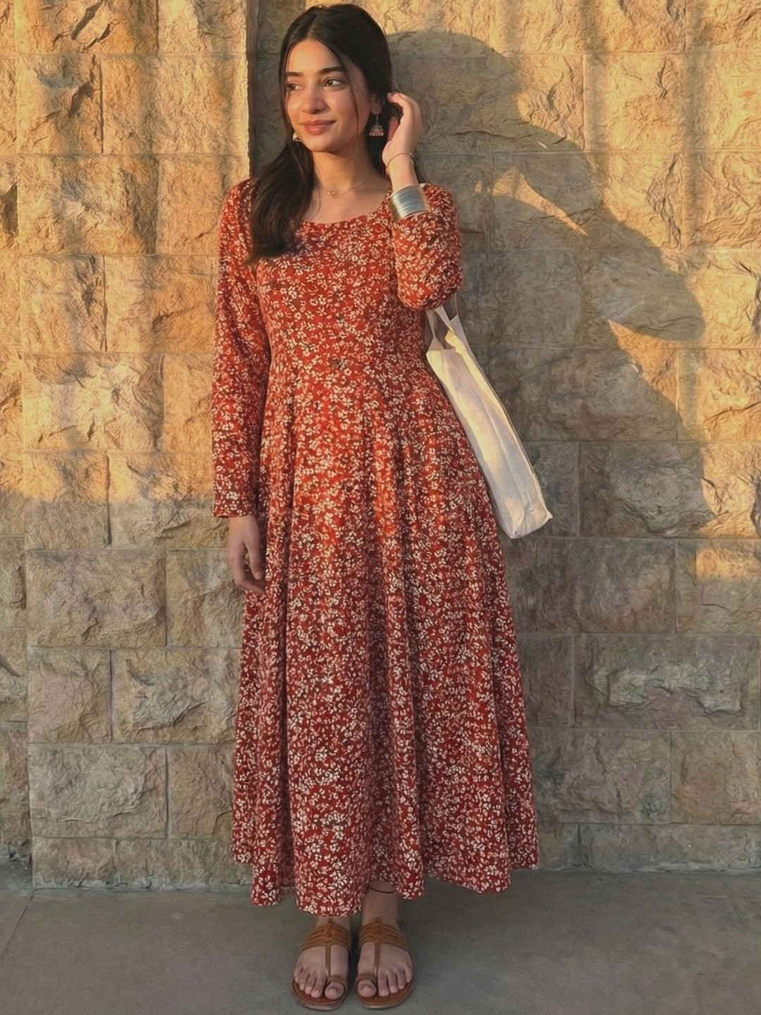 DHAKRE FASHION Floral Print Fit & Flare Maxi Dress