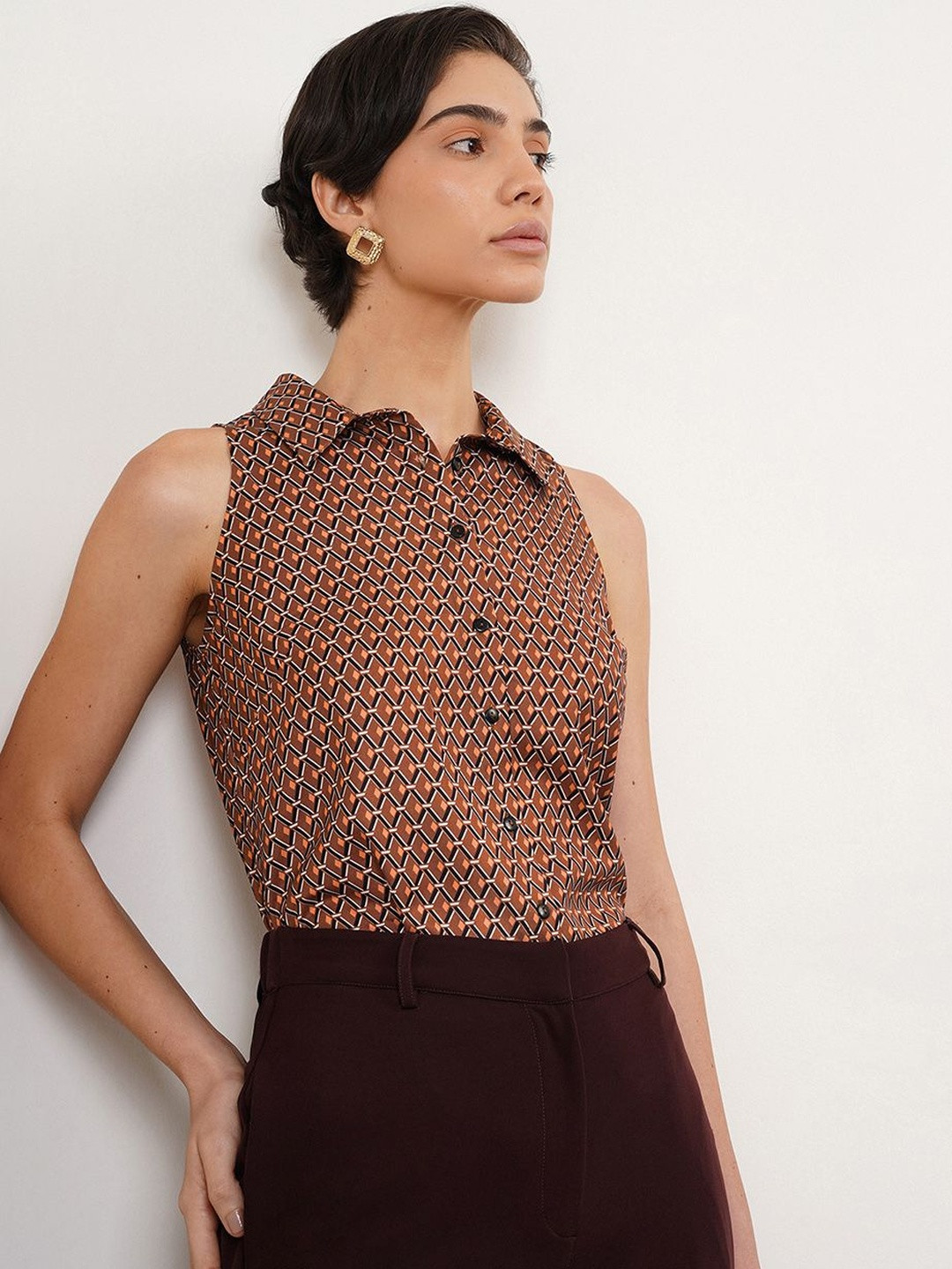 FABLE STREET Geometric Print Style Top Shirt