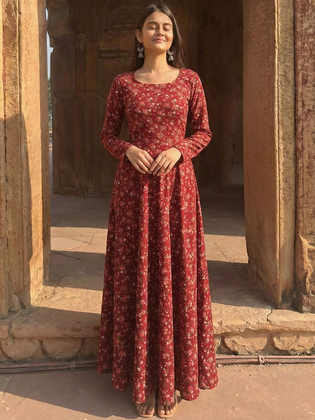 DHAKRE FASHION Floral Print Maxi Dress