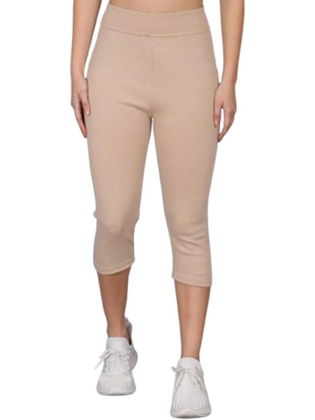 WellFitLook Cotton High-Rise Three-Fourth Length Tights