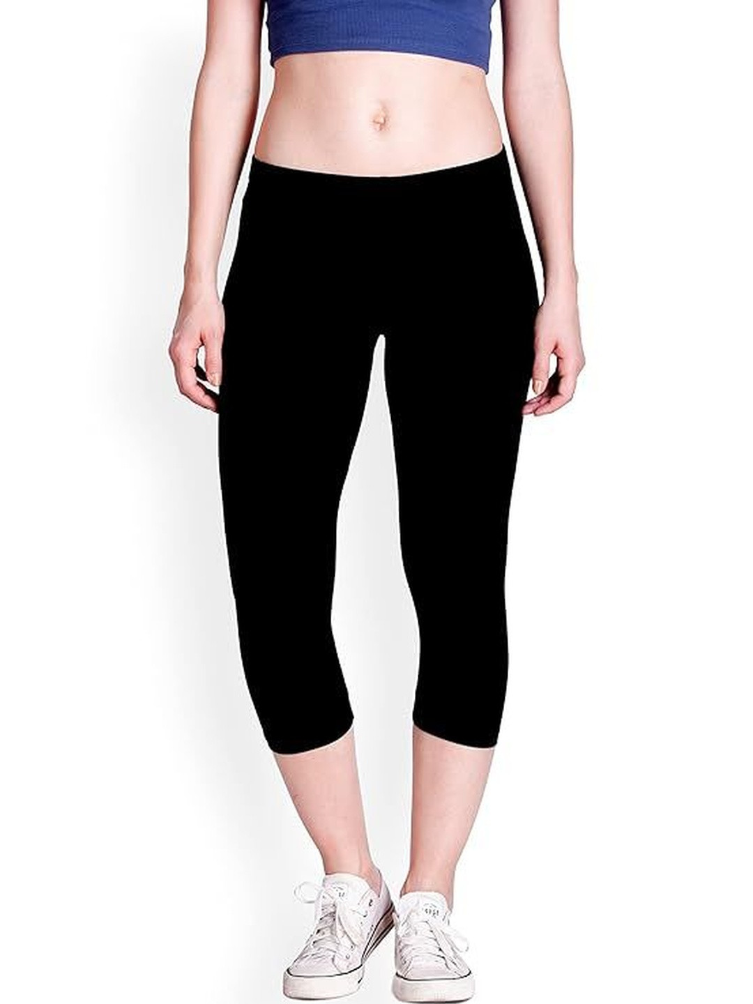WellFitLook Cotton High-Rise Three-Fourth Length Tights