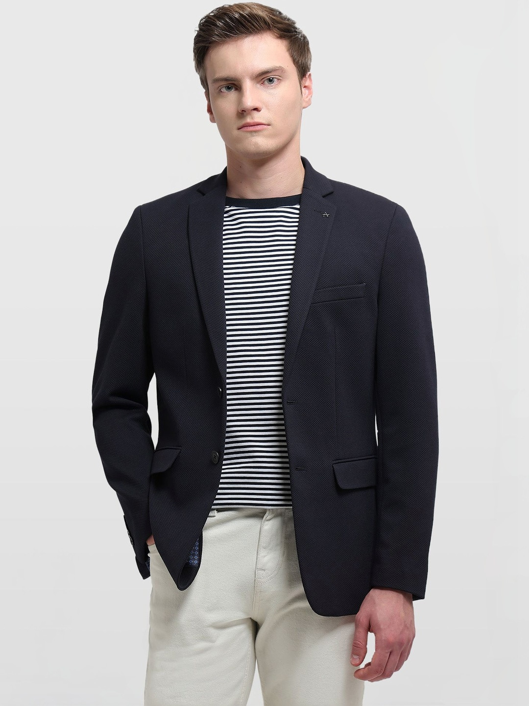 Arrow Self Design Notched Lapel Single-Breasted Slim Fit Casual Blazers
