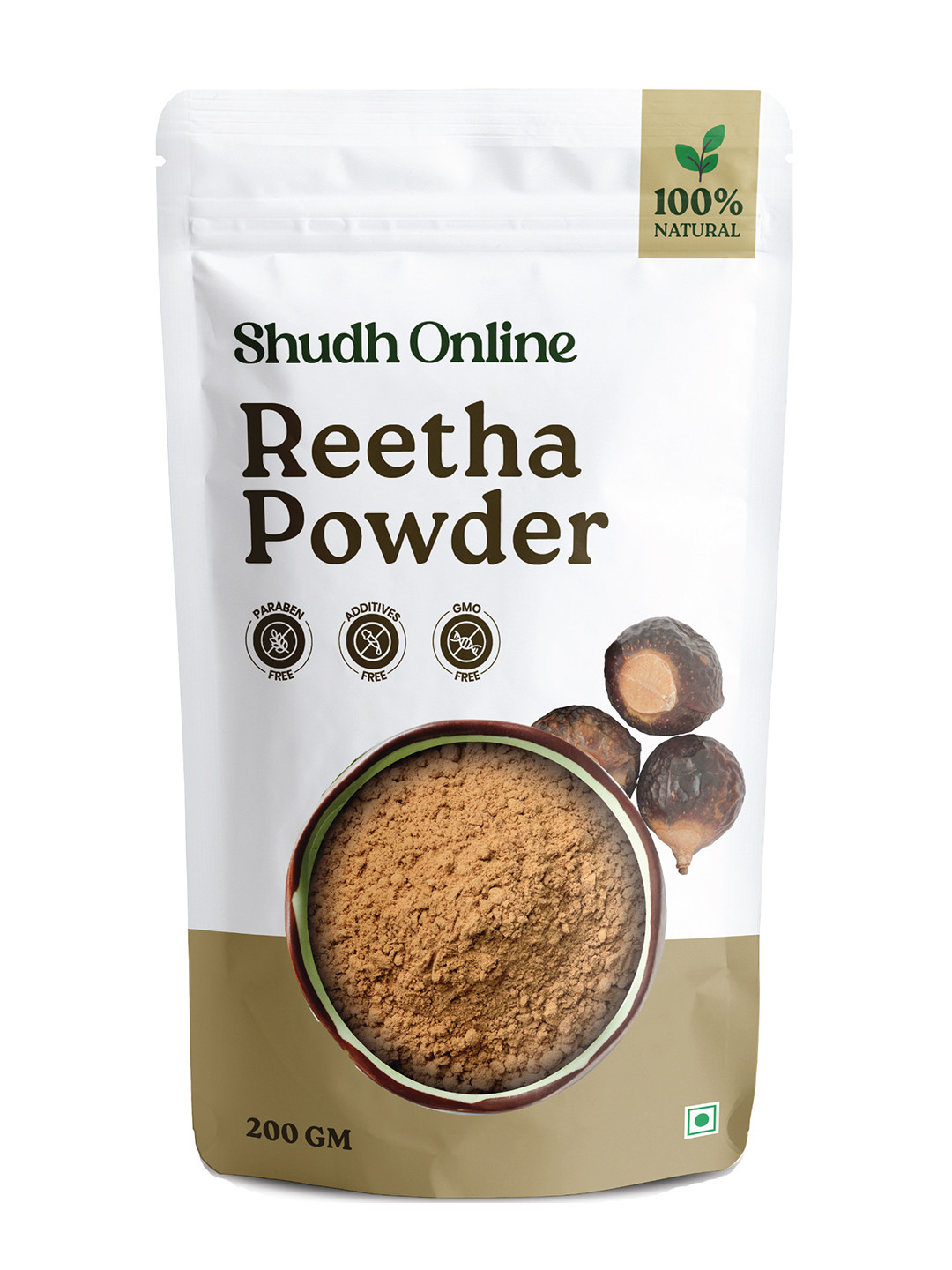 Shudh Online Reetha Powder For Hair Strengthening & Skin Care - 200 g