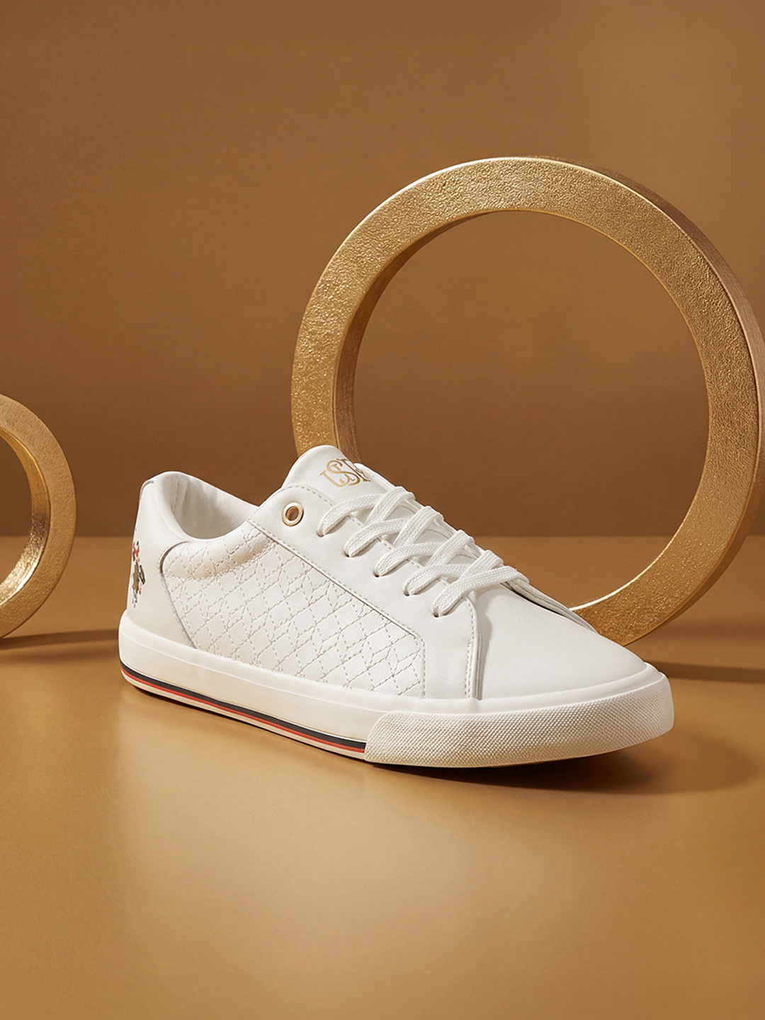 U.S. Polo Assn. Women Heidi 2.0 White Sneakers Shoes With Quilting Detail